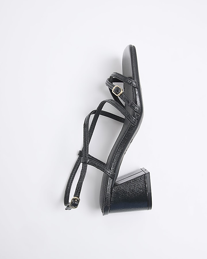 Black Wide Fit Strappy Block Heel Sandals