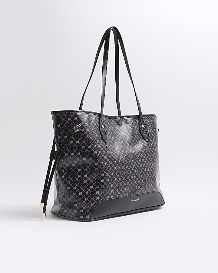 Black Patent RI Monogram Shopper Bag