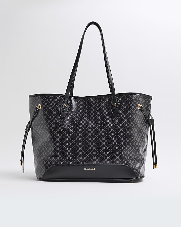 Black Patent RI Monogram Shopper Bag