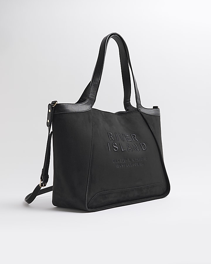 Black Embroidered Shopper Bag