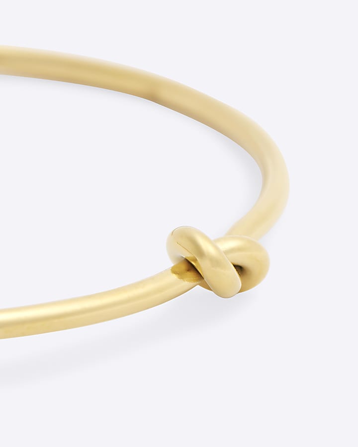 Gold Stainless Steel Knot Bangle Bracelet