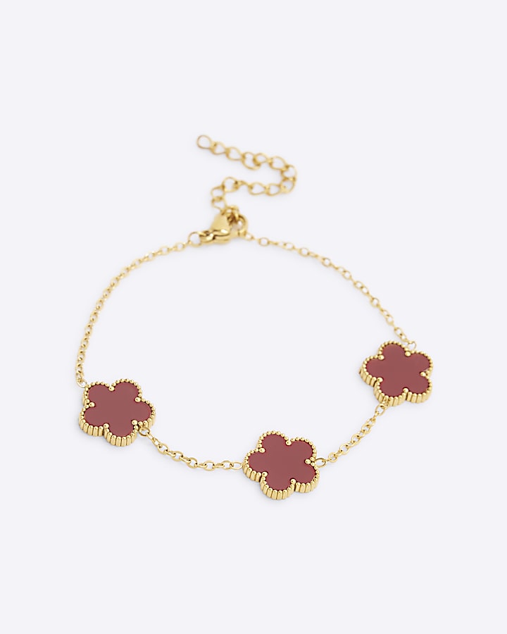 Red Flower Chain Bracelet