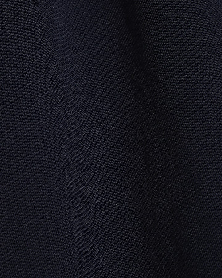 Navy Short Sleeve Seam Detail T-shirt