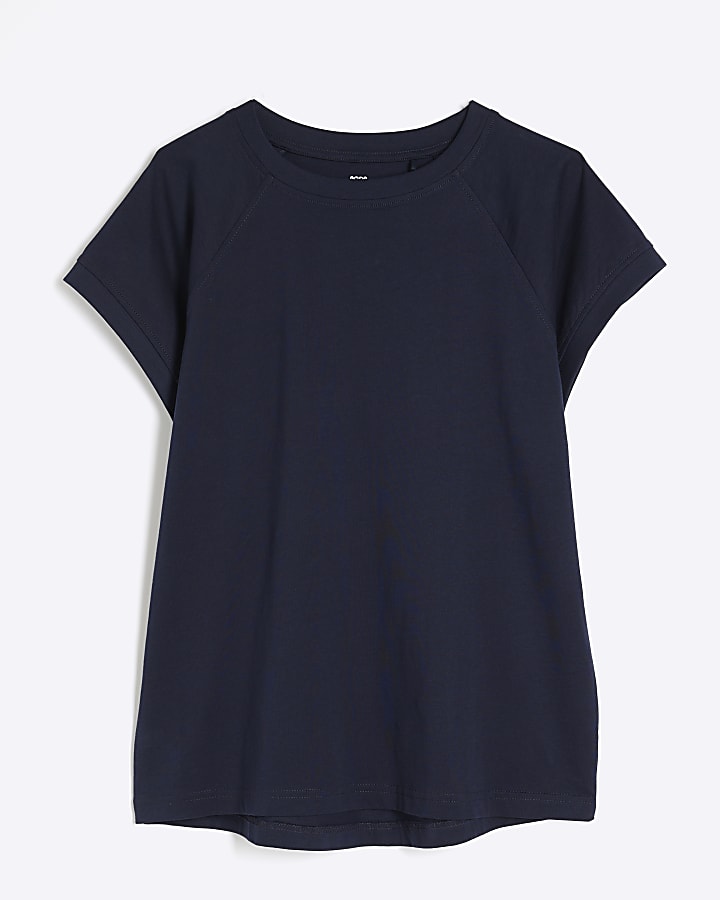 Navy Short Sleeve Seam Detail T-shirt