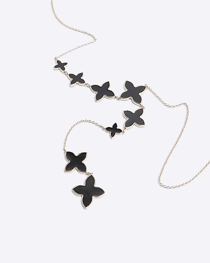 Black Pearl Inlay Clover Necklace