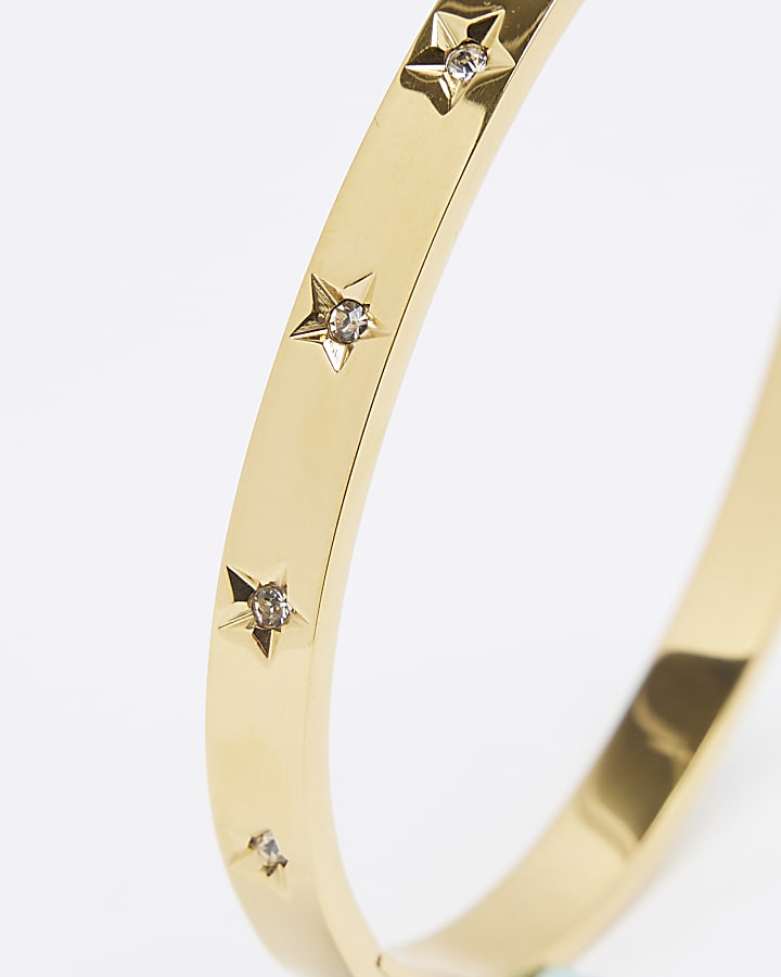 Gold Star Bangle Bracelet