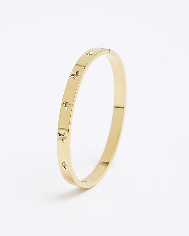 Gold Star Bangle Bracelet