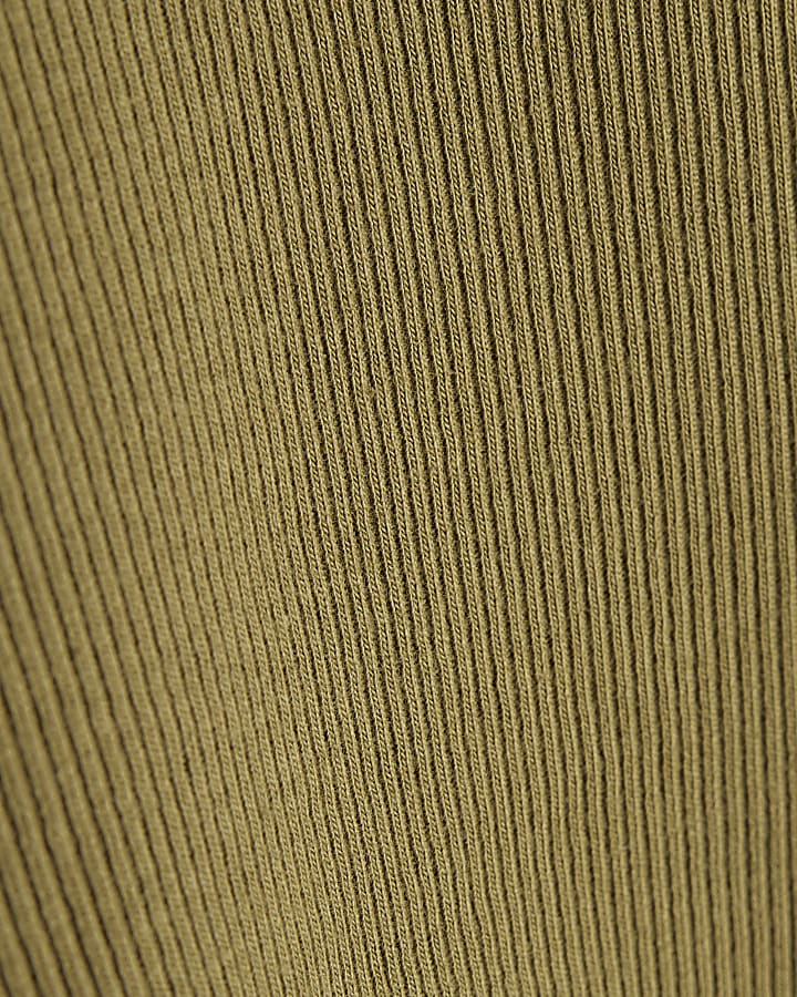 Khaki Fitted Long Sleeve T-Shirt