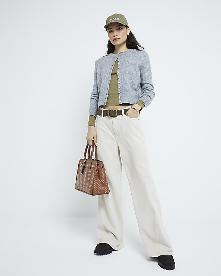 Khaki Fitted Long Sleeve T-Shirt