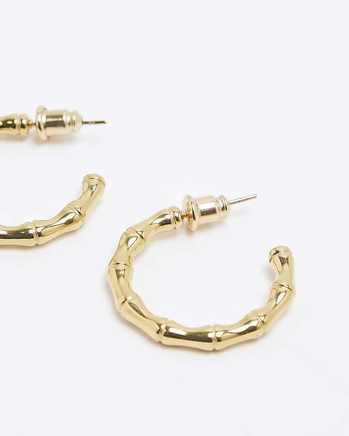 Gold Bamboo Hoop Earrings