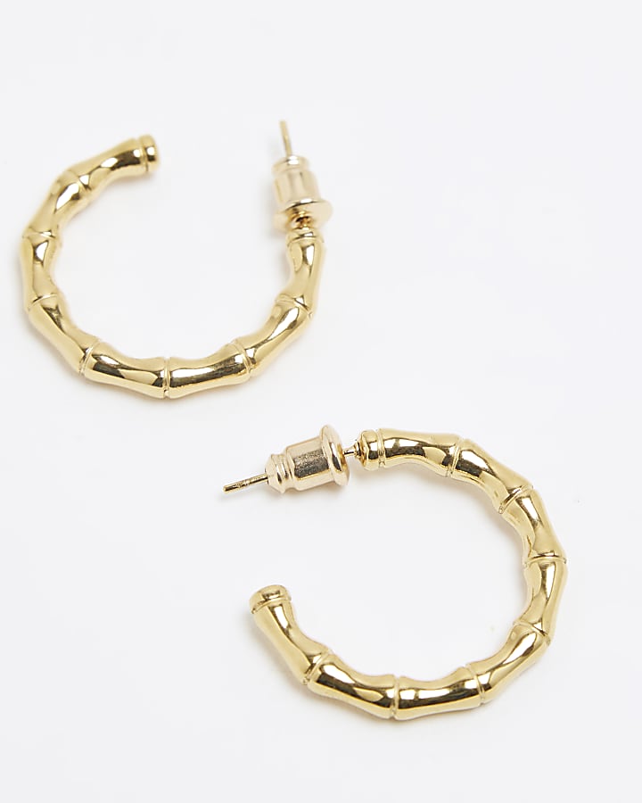 Gold Bamboo Hoop Earrings