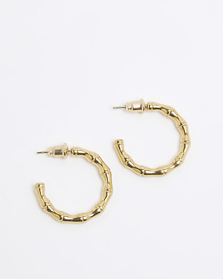 Gold Bamboo Hoop Earrings