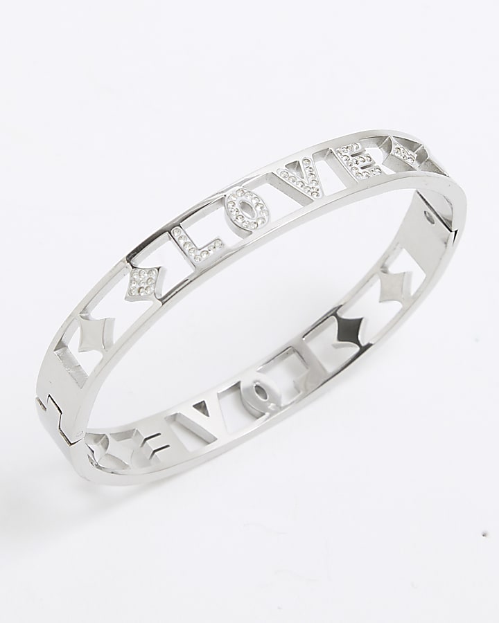 Silver Love Bangle Bracelet