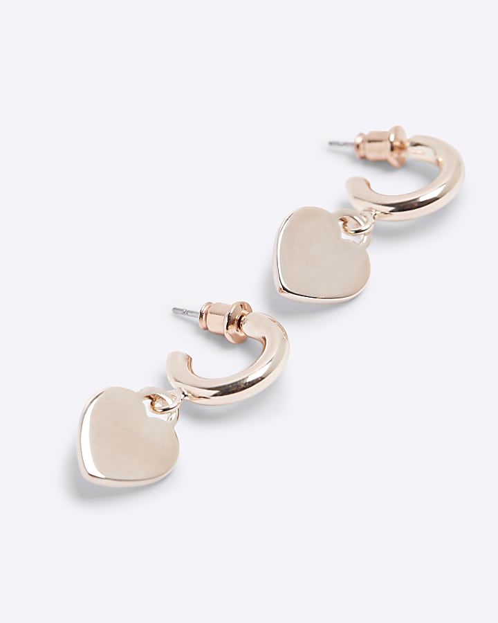 Rose Gold Heart Drop Earrings