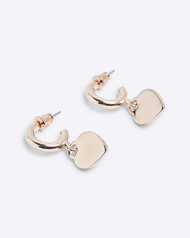 Rose Gold Heart Drop Earrings