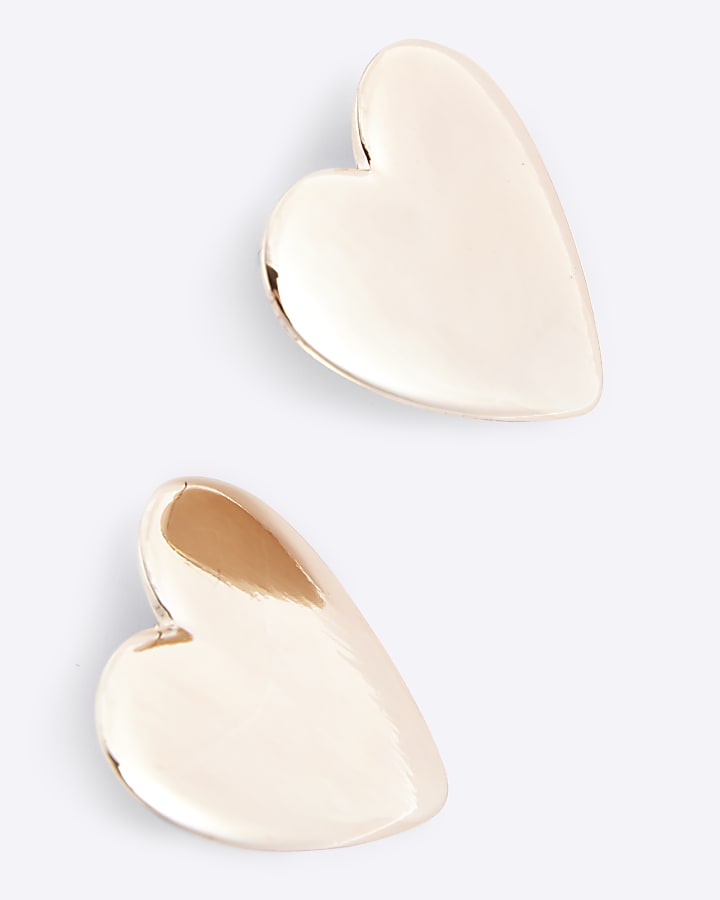 Pink Rose Gold Heart Stud Earrings