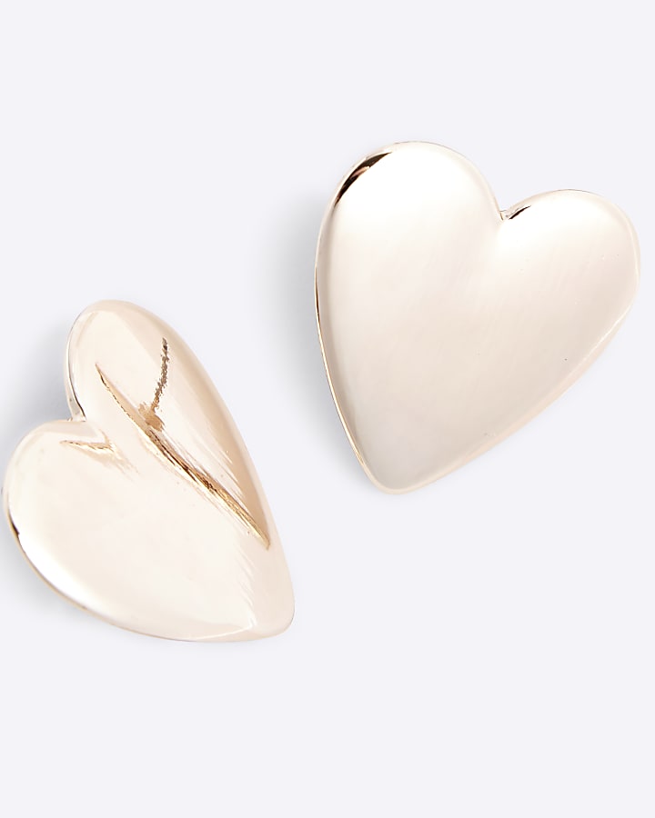 Pink Rose Gold Heart Stud Earrings