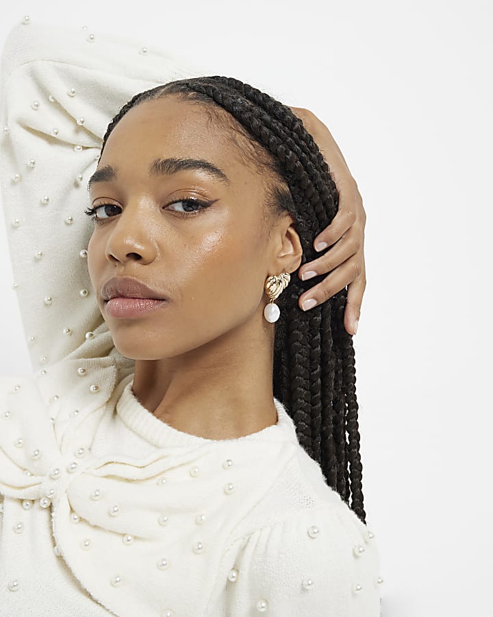 River island pearl earrings store