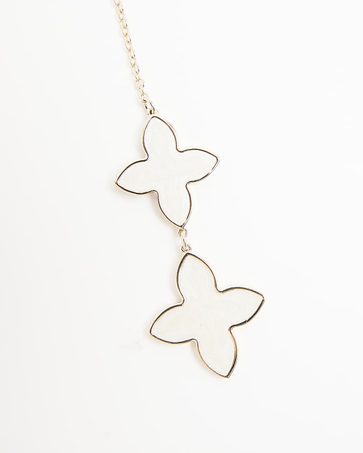 White Pearl Inlay Petal Necklace