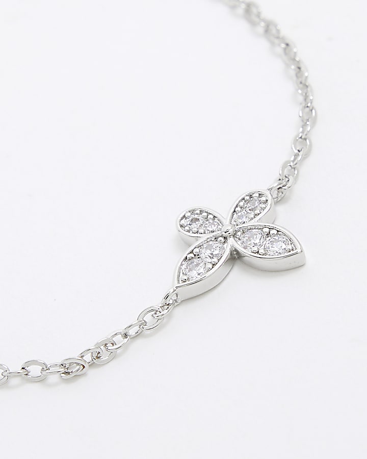 Silver Butterfly Cubic Zirconia Bracelet