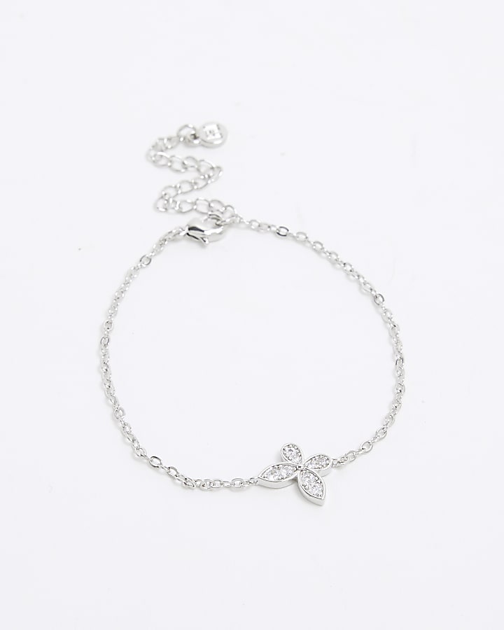 Silver Butterfly Cubic Zirconia Bracelet