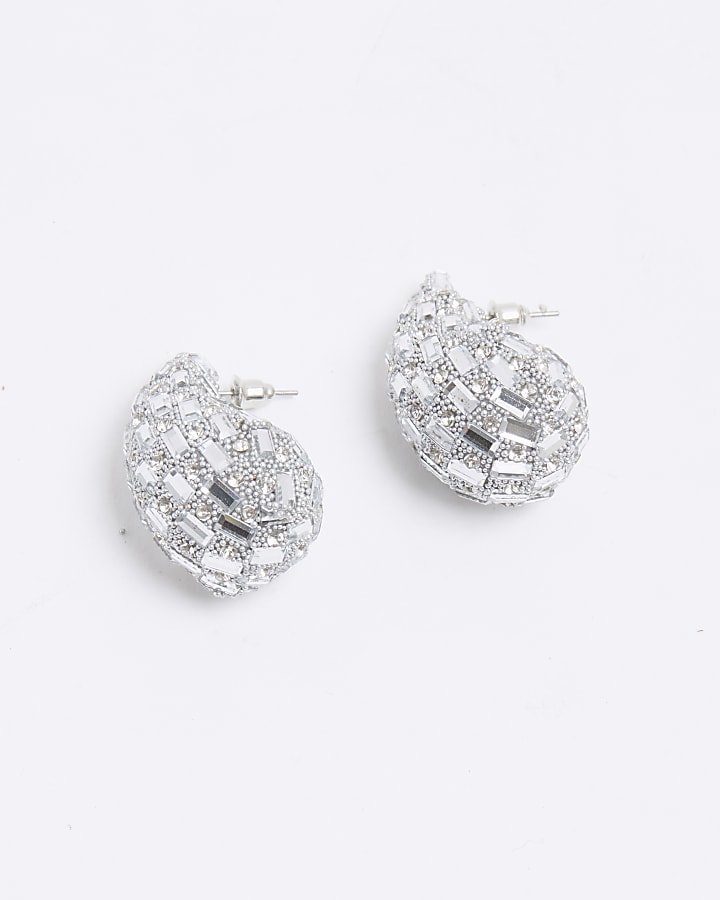 Silver Domed Stud Earrings