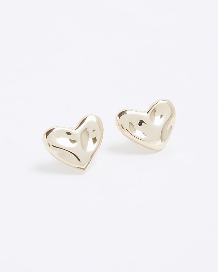 Gold plated Heart Stud Earrings