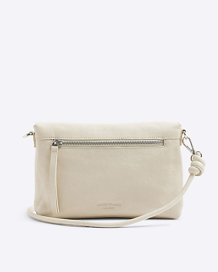 Cream Leather Knot Strap Cross Body Bag