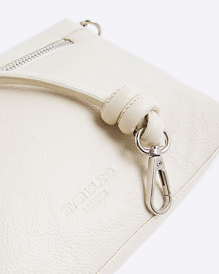 Cream Leather Knot Strap Cross Body Bag