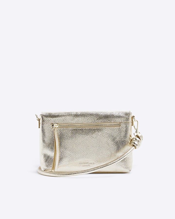 Gold Leather Knot Strap Cross Body Bag