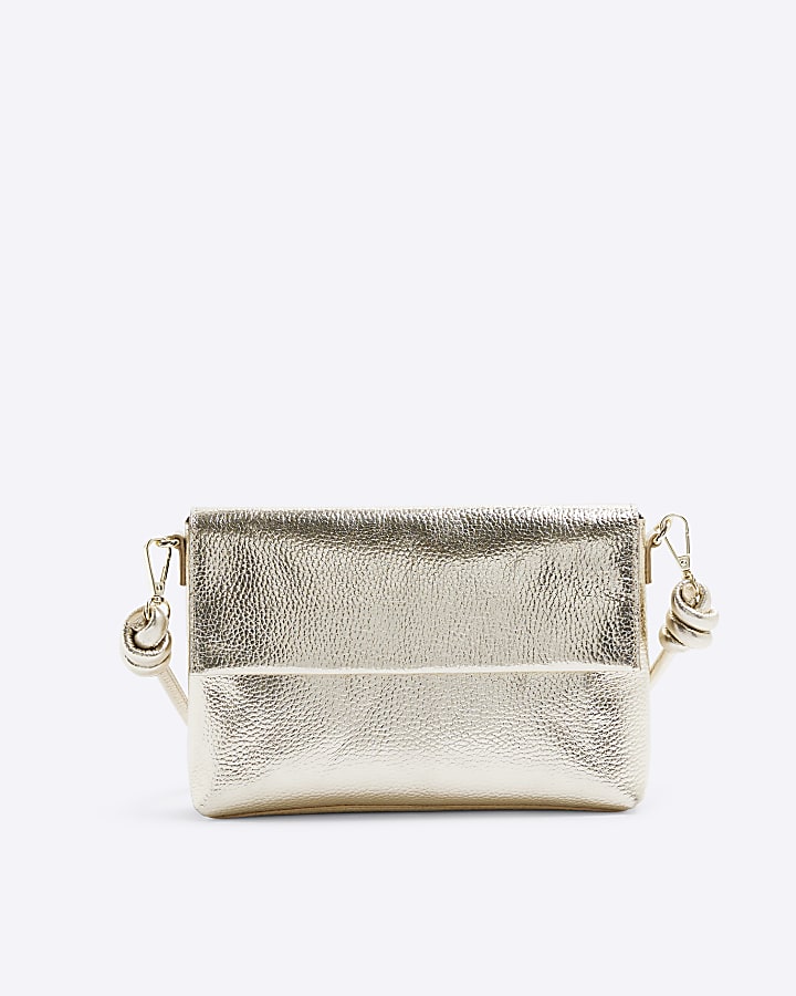 Gold Leather Knot Strap Cross Body Bag