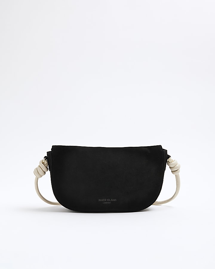 Black Suede Scoop Cross Body Bag