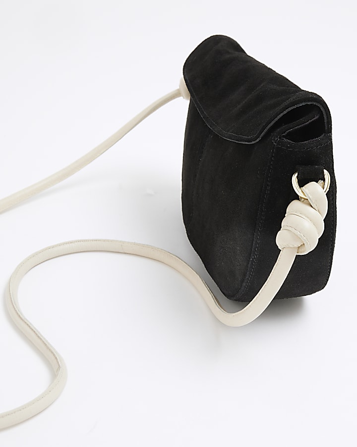 Black Suede Scoop Cross Body Bag