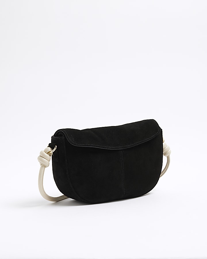 Black Suede Scoop Cross Body Bag