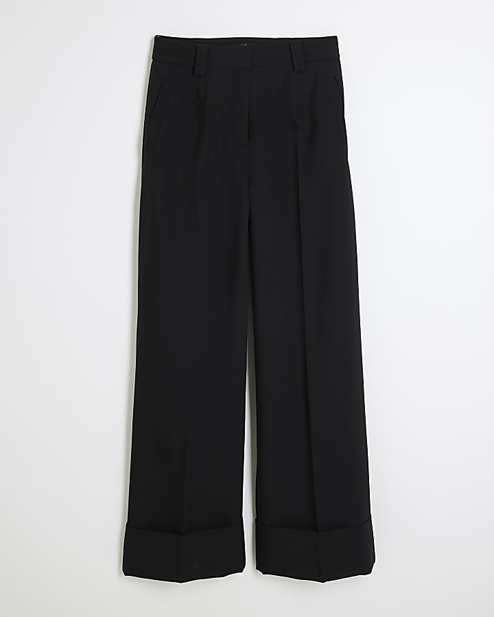 Black Wide Leg Pleated Trouser