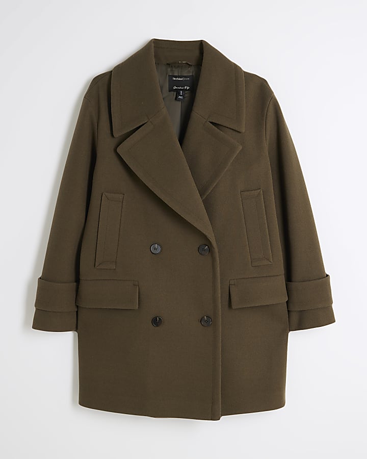 Khaki Double Breasted Peacoat