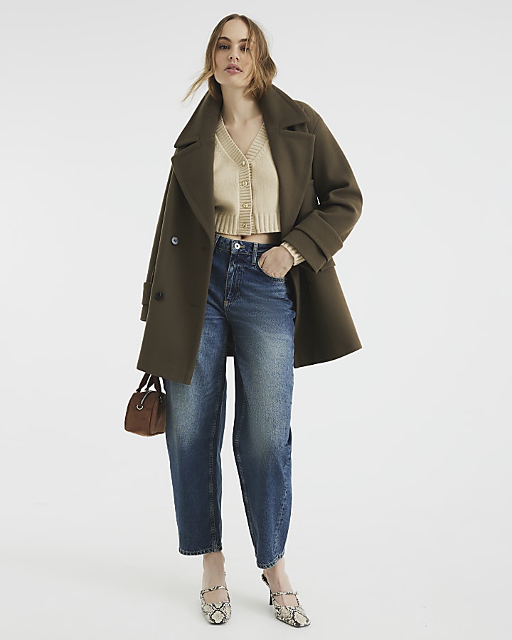 Khaki Double Breasted Peacoat