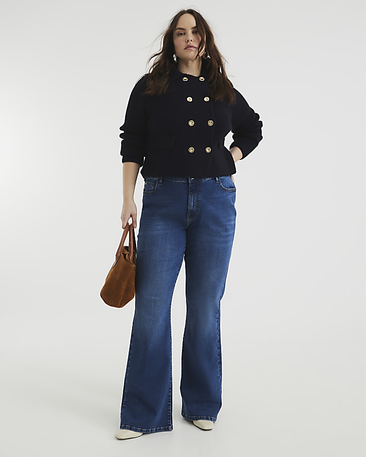 Blue Denim Mid Rise Bootcut Jeans