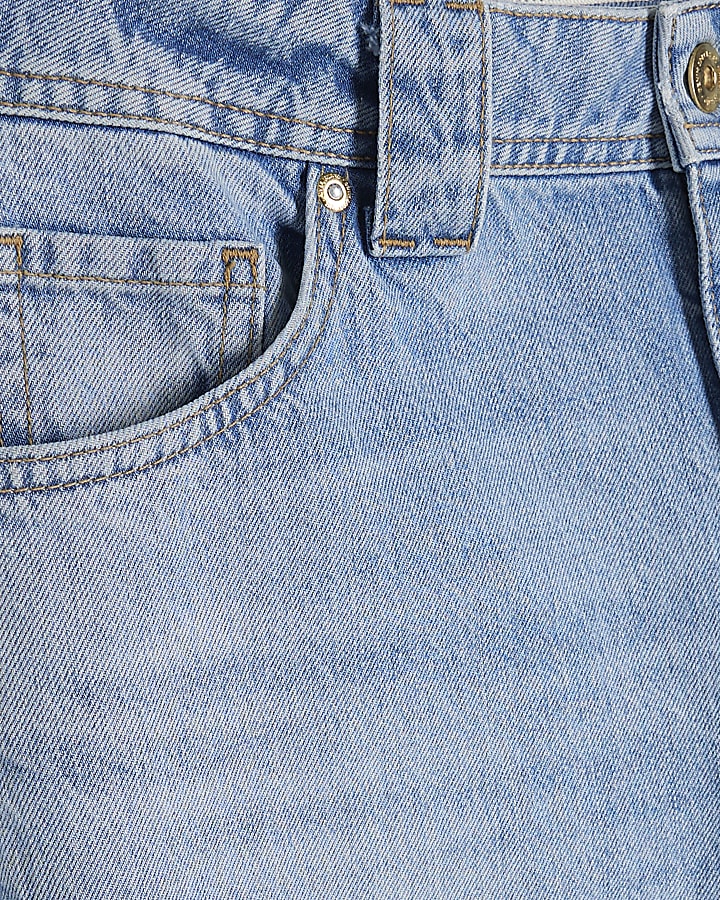 Blue Denim Seamed Barrel Jeans