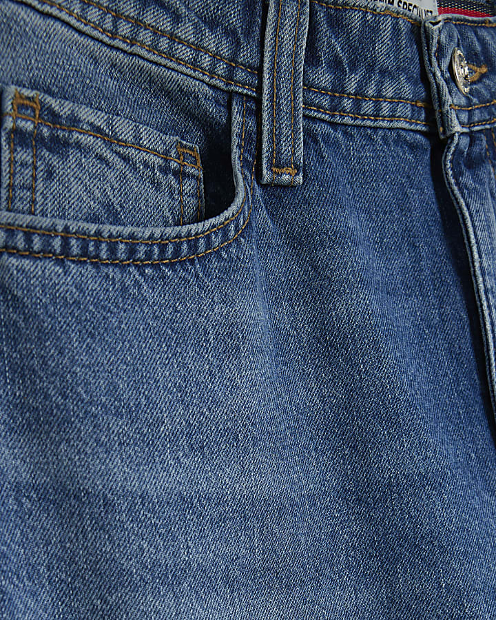 Blue Denim Seamed Barrel Jeans