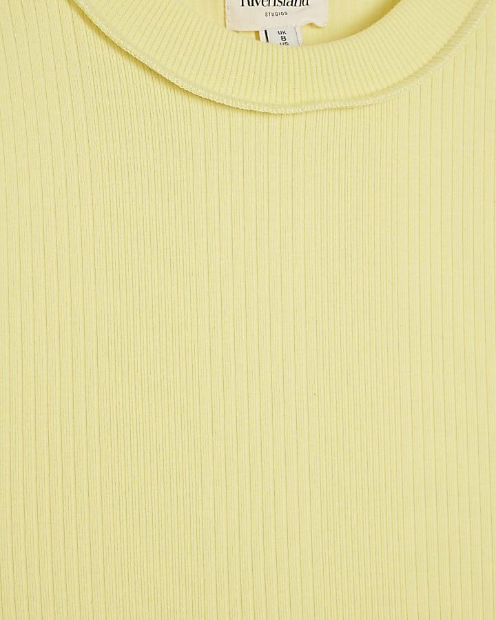 Yellow Sleeveless Ribbed Tank Top