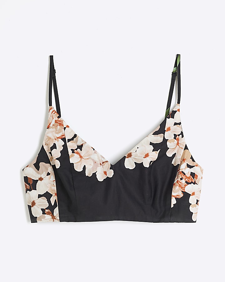 Black Floral Printed Bralet