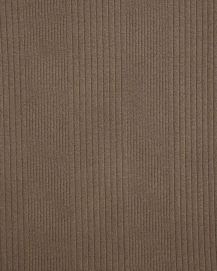 Brown Ribbed Tank Top