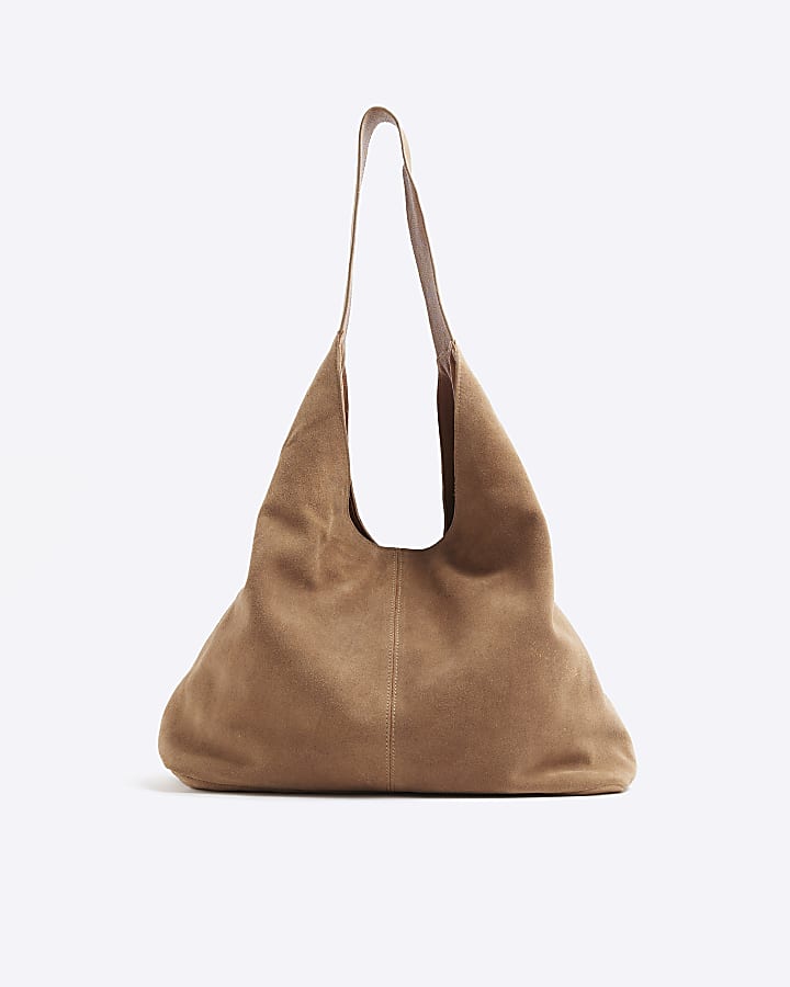 Brown Suede Slouch Bag