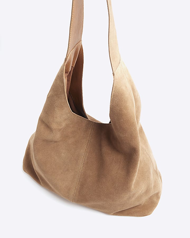 Brown Suede Slouch Bag