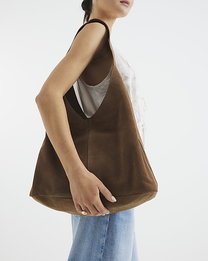 Brown Suede Slouch Bag