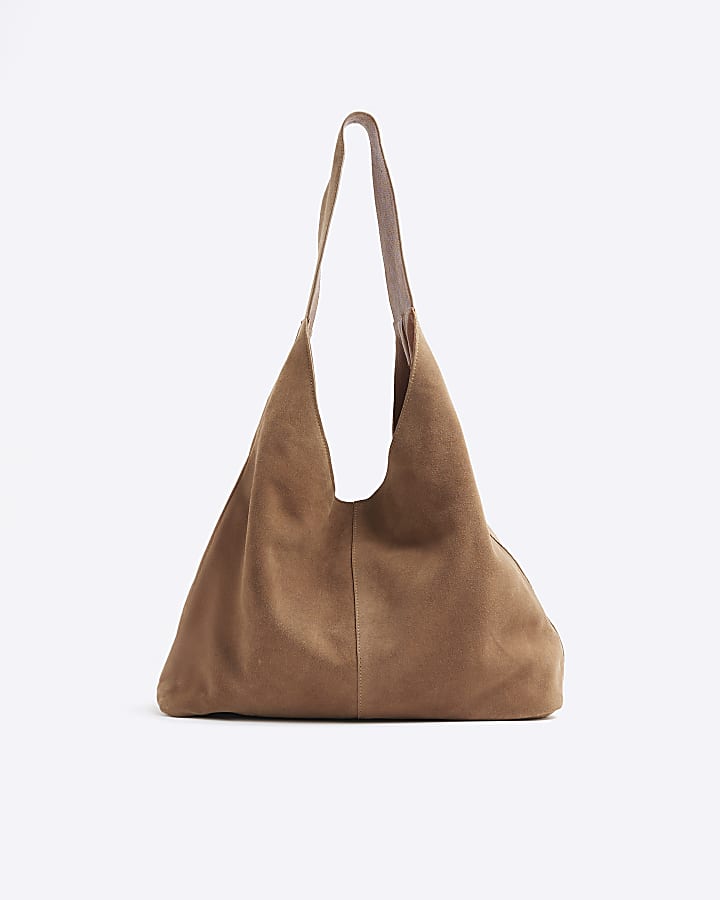 Brown Suede Slouch Bag