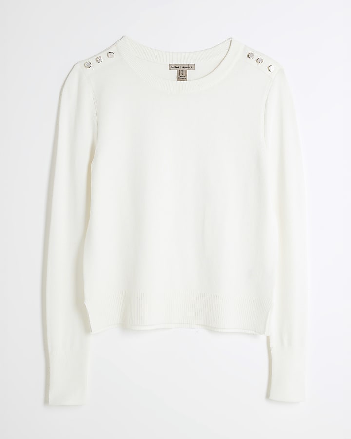 White Button Shoulder Jumper