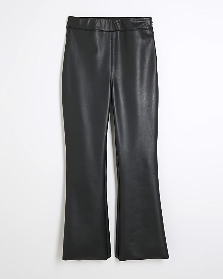 Black Faux Leather Skinny flared Trousers