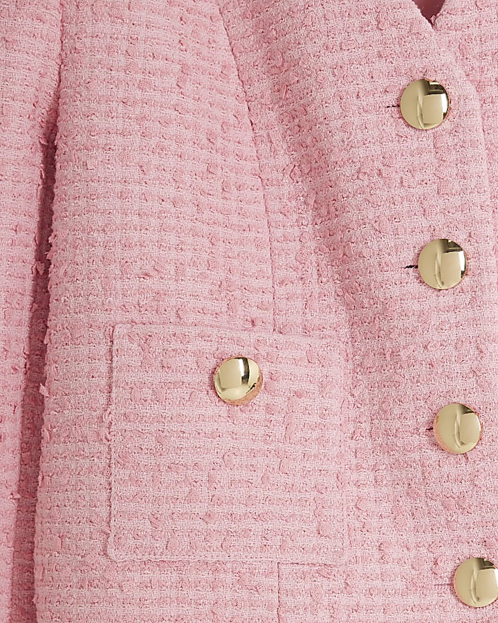 Pink Long Sleeve Boucle Jacket